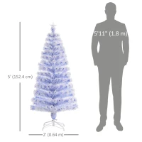 HOMCOM 5ft Xmas Tree Pre-Lit LED Optical Fiber Christmas Tree Artificial Seasonal Decoration w/ Stand Winter Holiday Decor(m-3)