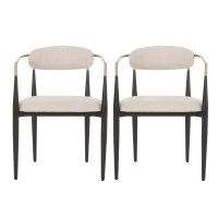 Set of 2 Modern Dining Chairs with Iron Frame and Gold Accent, Dining Seats for Ultimate Comfort and Style, 23" L x 22" W x 31.5" H, Beige(m-2)