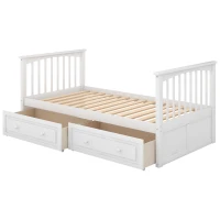 Twin Over Twin Bunk Bed with Drawers, Solid Pine Wood and MDF, Double-Decker Bed for Living Rooms, 79.5" L x 43.5" W x 64" H, White(m-7)