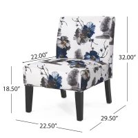 Contemporary Accent Chair with Rubberwood Tapered Legs, Upholstered Seating for Dining Room, 22.5'' L x 29.5'' W x 32'' H, Blue+Multi(m-3)