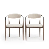 Set of 2 Modern Dining Chairs with Iron Frame and Gold Accent, Dining Seats for Ultimate Comfort and Style, 23" L x 22" W x 31.5" H, Beige+Black(m-2)