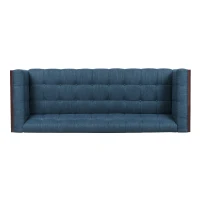 3-Seater Contemporary Sofa with Button Tufted Waffle Stitching, Daybed Perfect for Living Room, 89.5'' L x 31.5'' W x 30'' H, Navy Blue(m-11)