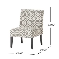 Contemporary Accent Chair with Upholstered Seat and Rubberwood Tapered Legs, Seat for Living Room, 22.5" L x 29.5" W x 32" H, Grey+Ivory(m-3)
