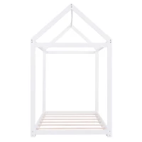 Twin Size Wooden House Bed with Pine Wood and MDF Construction, Bed Frame Perfect for Easy Assembly, 78.5" L x 42.5" W x 70.5" H, White(m-5)