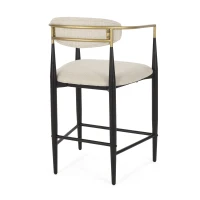 Set of 2 Modern Counter Stools with Iron Frame and Gold Accents, Chairs for Kitchen Island and Dining Room, 23" L x 22" W x 37.5" H, Beige(m-10)