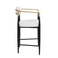 Set of 2 Modern Counter Stools with Iron Frame and Gold Accents, Upholstered Dining Chairs for Kitchen, 23" L x 22" W x 37.5" H, Beige(m-7)