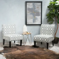 Contemporary Accent Chair with Upholstered Seat and Rubberwood Tapered Legs, Seat for Living Room, 22.5" L x 29.5" W x 32" H, Grey+Ivory(m-1)