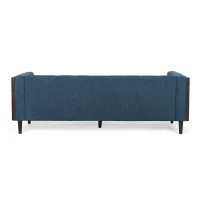 3-Seater Contemporary Sofa with Button Tufted Waffle Stitching, Daybed Perfect for Living Room, 89.5'' L x 31.5'' W x 30'' H, Navy Blue(m-9)