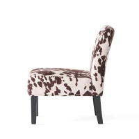 Contemporary Accent Chair with Rubberwood Tapered Legs, Upholstered Seating for Living Room, 22.5'' L x 29.5'' W x 32'' H, Brown+White(m-7)