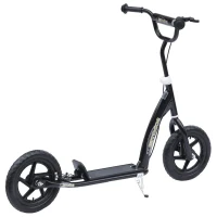 HOMCOM Kick Scooter for Kids 5-12 Years Old with Adjustable Height Handlebar, Non-slip Footplate, Big Wheels, Rear Brake, Black(m-1)