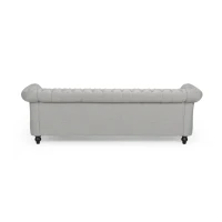 3-Seater Chesterfield Sofa with Deep Button Tufting and Scrolled Arms, Daybed Perfect for Living Room, 84.5'' L x 33.5'' W x 27'' H, Grey(m-8)