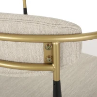 Set of 2 Modern Counter Stools with Iron Frame and Gold Accents, Chairs for Kitchen Island and Dining Room, 23" L x 22" W x 37.5" H, Beige(m-5)