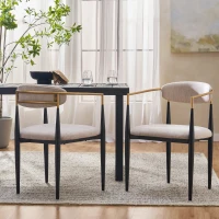 Set of 2 Modern Dining Chairs with Iron Frame and Gold Accent, Dining Seats for Ultimate Comfort and Style, 23" L x 22" W x 31.5" H, Beige(m-4)