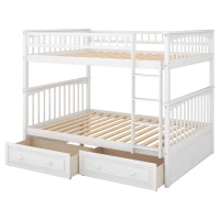 Full Over Full Bunk Bed with Drawers, Convertible Design, Pine Wood and MDF, Double-Decker Bed for Living Room, 79" L x 59" W x 64" H, White(m-9)