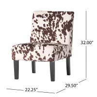 Contemporary Accent Chair with Rubberwood Tapered Legs, Upholstered Seating for Living Room, 22'' L x 29.5'' W x 32'' H, Brown+White(m-3)