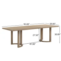 95" Modern Dining Table with U-Shaped Trestle Base, Seats 8 Comfortably, Dining Desk Perfect for Gatherings, 95" L x 39" W x 30" H, Natural Ash(m-3)