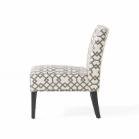Contemporary Accent Chair with Upholstered Seat and Rubberwood Tapered Legs, Seat for Living Room, 22.5" L x 29.5" W x 32" H, Grey+Ivory(m-7)