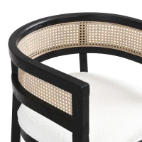 Set of 2 Dining Chairs with Rattan Backrest, Wood Frame, Dining Seats for Ultimate Comfort and Style, 22.5" L x 22" W x 29.5" H, Beige+Black(m-4)