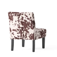 Contemporary Accent Chair with Rubberwood Tapered Legs, Upholstered Seating for Living Room, 22.5'' L x 29.5'' W x 32'' H, Brown+White(m-8)