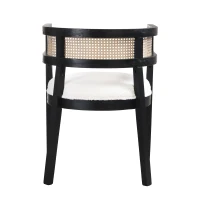 Set of 2 Dining Chairs with Rattan Backrest, Wood Frame, Dining Seats for Ultimate Comfort and Style, 22.5" L x 22" W x 29.5" H, Beige+Black(m-8)