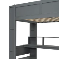 Twin Size Gaming Loft Bed with Desk, Multi-Storage Shelves, Practical Bunk Bed for Compact Room, 87" L x 49.5" W x 72" H, Dark Gray(m-5)