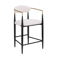 Set of 2 Modern Counter Stools with Iron Frame and Gold Accents, Upholstered Dining Chairs for Kitchen, 23" L x 22" W x 37.5" H, Beige(m-6)