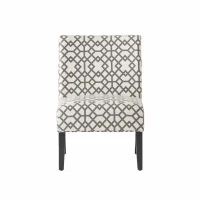 Contemporary Accent Chair with Rubberwood Tapered Legs, Upholstered Seating for Dining Room, 22.5'' L x 29.5'' W x 32'' H, Grey+Ivory(m-8)