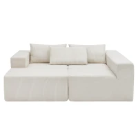 Modular Sectional Sofa with Corduroy Fabric and Free Combination Design, Daybed Perfect for Living Room, 107.5'' L x 68.5'' W x 30.5'' H, Beige(m-5)