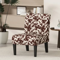 Contemporary Accent Chair with Rubberwood Tapered Legs, Upholstered Seating for Living Room, 22'' L x 29.5'' W x 32'' H, Brown+White(m-4)