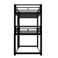 Metal Twin Size Triple Bunk Bed with Guard Rails and Easy Assembly, Double-Decker Bed for Compact Rooms, 78.5" L x 42" W x 78" H, Black(m-7)