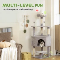 PawHut 54 Inch Cat Tree with Large Condo, Top Perch, Sisal Scratching Posts, Dangling Toy Ball,Light Grey(m-4)