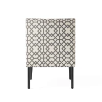 Contemporary Accent Chair with Upholstered Seat and Rubberwood Tapered Legs, Seat for Living Room, 22.5" L x 29.5" W x 32" H, Grey+Ivory(m-9)