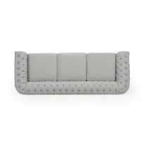 3-Seater Chesterfield Sofa with Deep Button Tufting and Scrolled Arms, Daybed Perfect for Living Room, 84.5'' L x 33.5'' W x 27'' H, Grey(m-9)
