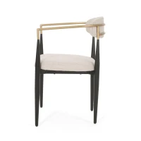 Set of 2 Modern Dining Chairs with Iron Frame and Gold Accent, Dining Seats for Ultimate Comfort and Style, 23" L x 22" W x 31.5" H, Beige(m-8)