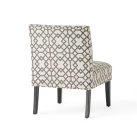 Contemporary Accent Chair with Rubberwood Tapered Legs, Upholstered Seating for Dining Room, 22.5'' L x 29.5'' W x 32'' H, Grey+Ivory(m-11)
