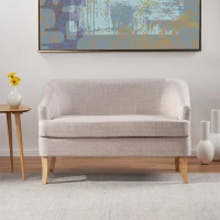 Mid-Century Modern Loveseat with Flared Legs and High-Density Foam, 2-Seater Sofa for Living Room, 49" L x 29.5" W x 31" H, Beige(m-4)