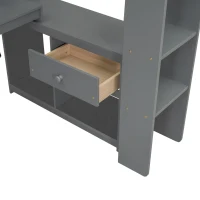 Twin Size Gaming Loft Bed with Desk, Multi-Storage Shelves, Practical Bunk Bed for Compact Room, 87" L x 49.5" W x 72" H, Dark Gray(m-6)