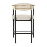 Set of 2 Modern Counter Stools with Iron Frame and Gold Accents, Chairs for Kitchen Island and Dining Room, 23" L x 22" W x 37.5" H, Beige(m-9)