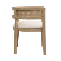 Set of 2 Dining Chairs with Rattan Round Backrest, Upholstered Seats, Dining Seats for Kitchen, 22.5" L x 22" W x 29.5" H, Beige+Natural Ash(m-7)