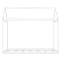Twin Size Wooden House Bed with Pine Wood and MDF Construction, Bed Frame Perfect for Easy Assembly, 78.5" L x 42.5" W x 70.5" H, White(m-2)