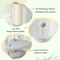 PawHut 54 Inch Cat Tree with Large Condo, Top Perch, Sisal Scratching Posts, Dangling Toy Ball,Light Grey(m-6)