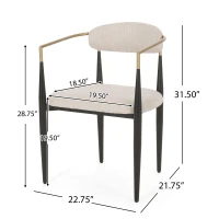 Set of 2 Modern Dining Chairs with Iron Frame and Gold Accent, Dining Seats for Ultimate Comfort and Style, 23" L x 22" W x 31.5" H, Beige(m-3)