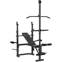 Soozier Adjustable Weight Bench with Bench Press Rack, Preacher Curl Bench, Leg Extension and Lat Pull Down(m-2)