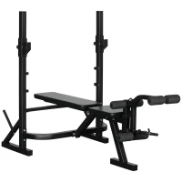 Soozier Weight Bench, Flat Incline Decline Workout Bench Press Set with Squat Racks, Leg Developer, Weight Plate Stand(m-11)