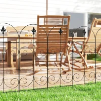 Outsunny Outdoor Metal Garden Fence Panels, Border Edging for Yard, Patio, 8 Pack, Scrollworks and Spears(m-8)