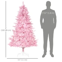 HOMCOM 6FT Artificial Christmas Tree Holiday Xmas Tree Decoration with Automatic Open for Home Party, Pink(m-3)