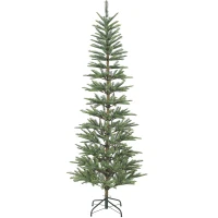 HOMCOM 7 ft Artificial Fir Pencil Christmas Tree, Hinged Xmas Tree with 646 Branch Tips and Metal Stand, Easy Assembly, Green(m-11)