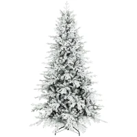 HOMCOM 7ft Artificial Flocked Christmas Tree, Full Snow Pine Tree Holiday Decor, Hinged Xmas Tree with Realistic Tips, Metal Stand, Easy Assembly(m-11)