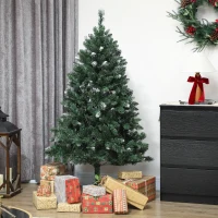 HOMCOM 5 ft Frosted Prelit Christmas Tree, Full Spruce Xmas Tree with Dual Colour LED Light, Hinged Xmas Tree, Easy Assembly(m-9)