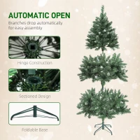 HOMCOM 5 ft Frosted Prelit Christmas Tree, Full Spruce Xmas Tree with Dual Colour LED Light, Hinged Xmas Tree, Easy Assembly(m-7)